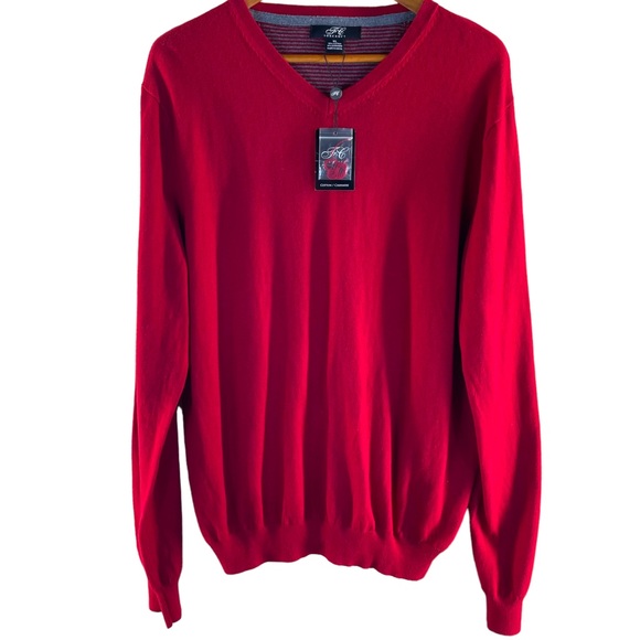 Foxcroft NWT Red V-Neck 90% Cotton 10% Cashmere Long Sleeve Sweater in Size XL - Picture 2 of 11